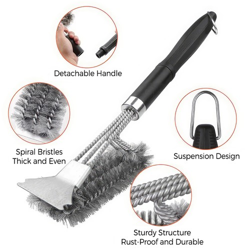 Grill brush and scraper deluxe - brush,