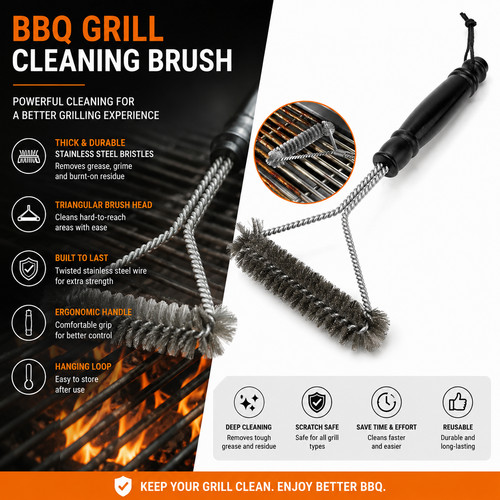 Bbq grill brush heavy - heavy, duty